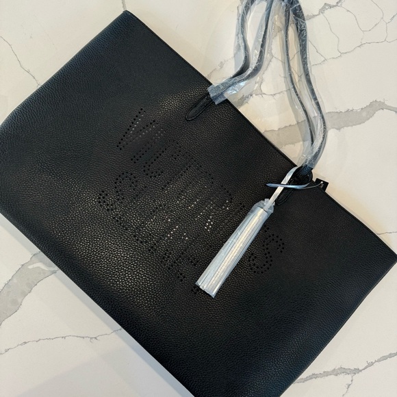 Victorias Secret Weekender Tote Faux Pebble Leather With Silver Tassel - Picture 4 of 12